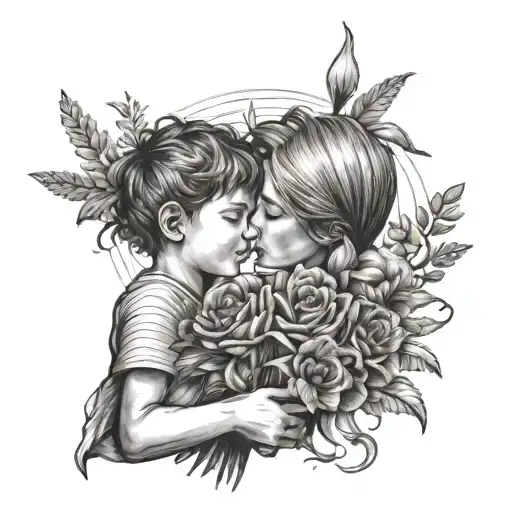 A Son Holding A Bouquet Of July Flowers For His Mother On A Holiday Beach