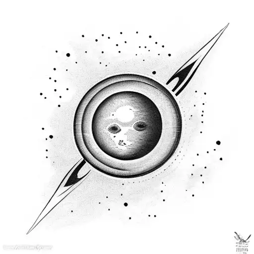 A Love-inspired Tattoo With The Planet Saturn And Flowers In A Black-grey Style