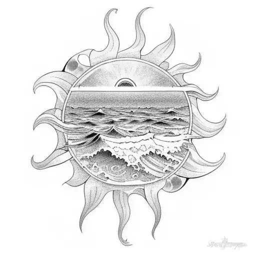 Ocean Waves With Sun Rising Above