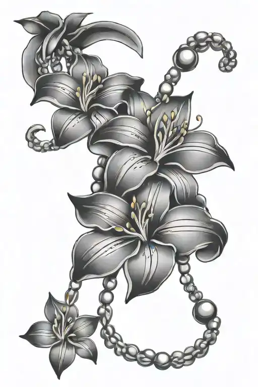 Lilly Flower And Bead Chain Representing Strength
