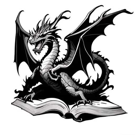 Dragon Flying Out Of Book