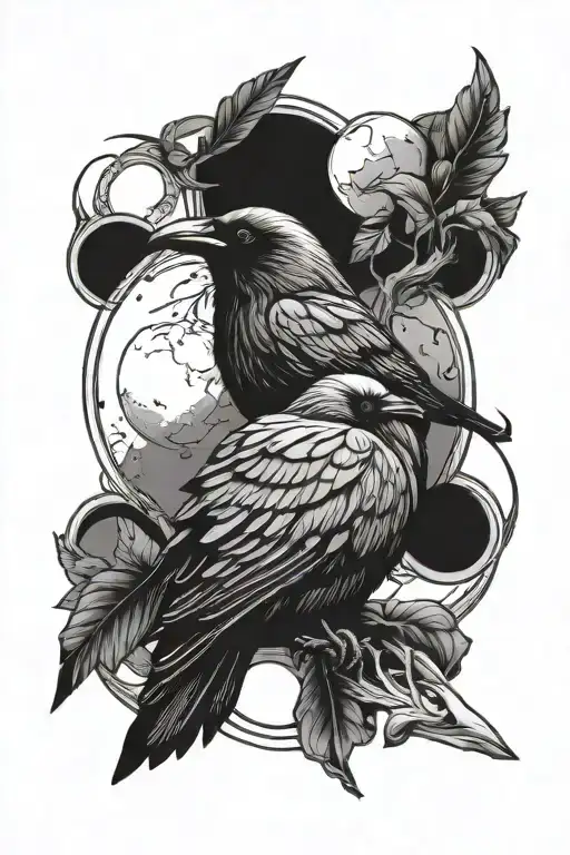 Raven And Crescent Moon Phases