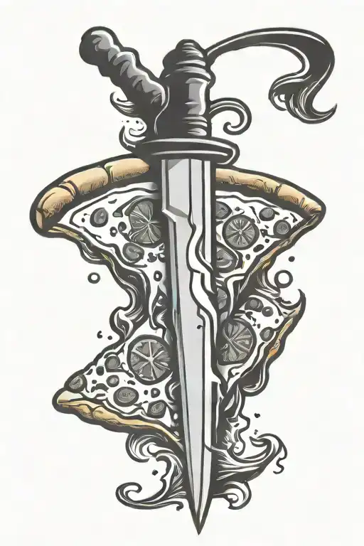 Dagger With A Pizza Slice Through It