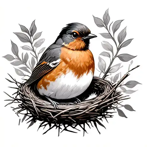 Robin Sitting In Nest