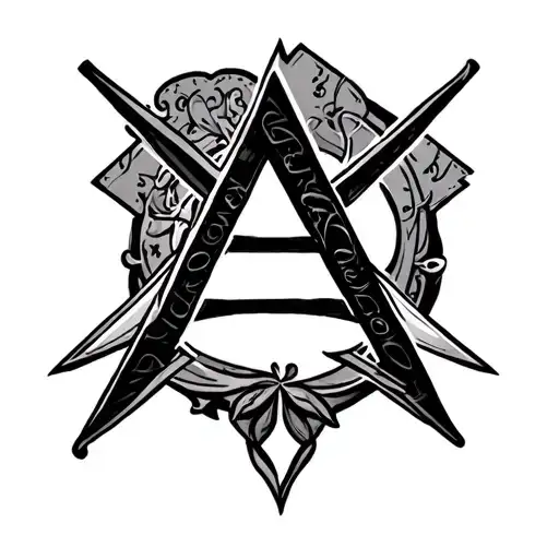 Tattoo Of The Word Condominium In Which The Letter A Is The Image Of A Square And Compass