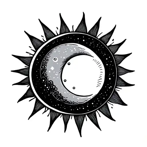 Simple Line Tattoo Of Sun And Moon