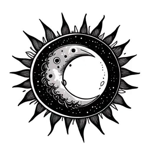 Simple Line Tattoo Of Sun And Moon