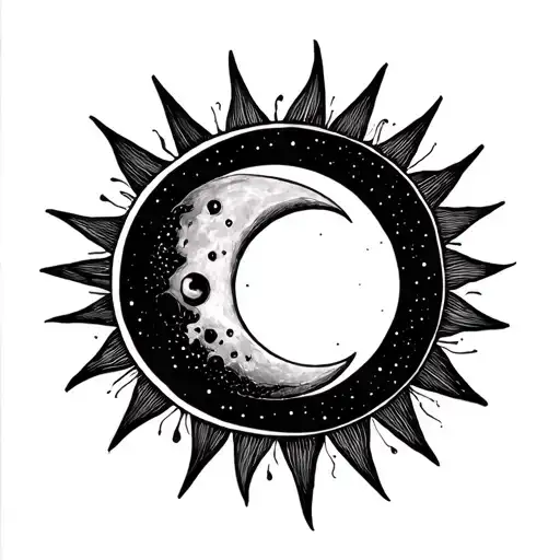 Simple Minimal Tattoo Of Sun And Moon