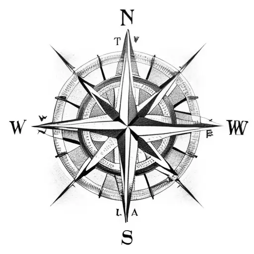 A Compass Rose Intertwined With A Lighthouse