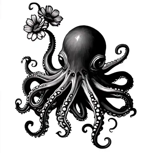Octopus With Flowers On Tentacles