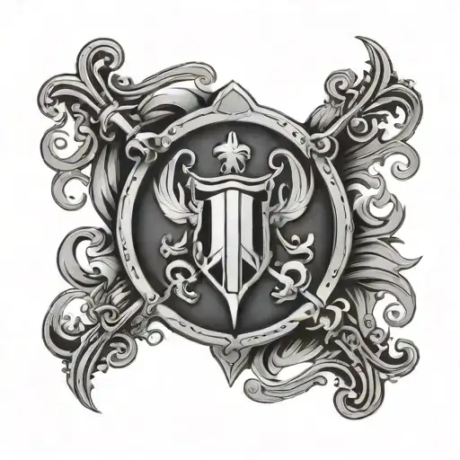 A Knights Templar Shield In The Center Of A Circle