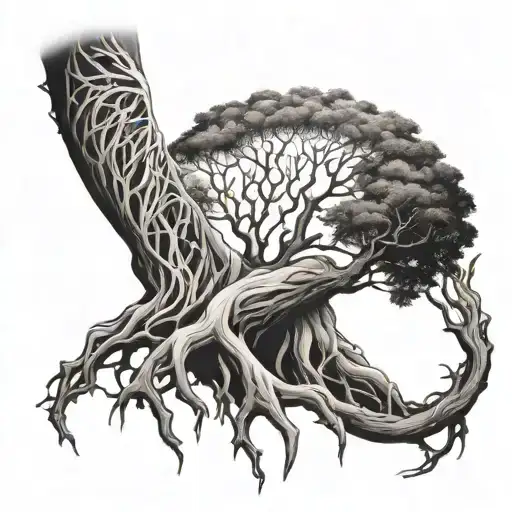 Tall Woman Tree Roots And Shine