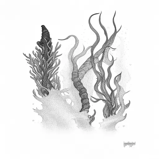 Kelp Forest From Pacific Northwest Black And White Full Arm