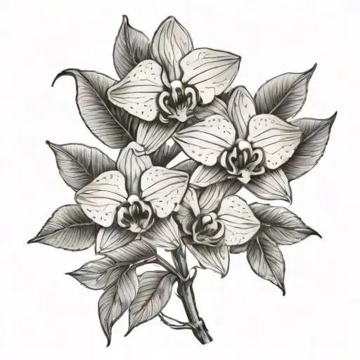 Orchid Flowerswith Money Tree