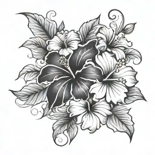 Vine Of Hibiscus Flowers Wrapped Around Leg