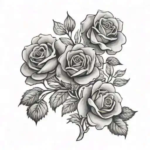 Three Roses With Four-leaf Clovers Each Leaf Representing