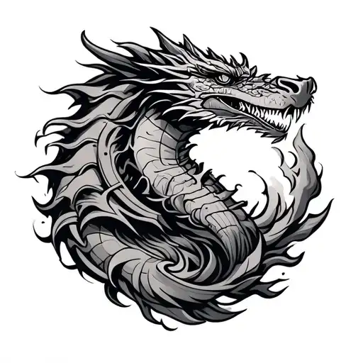 Dragon & Fireman Helmet Surrounded