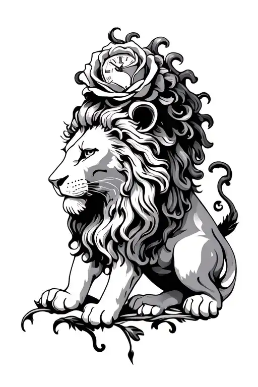Time Clock Rose Lion Medusa