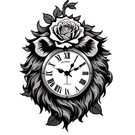 Rose Time Clock Lion