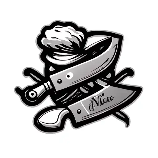 Chef Knife And Name Intertwined