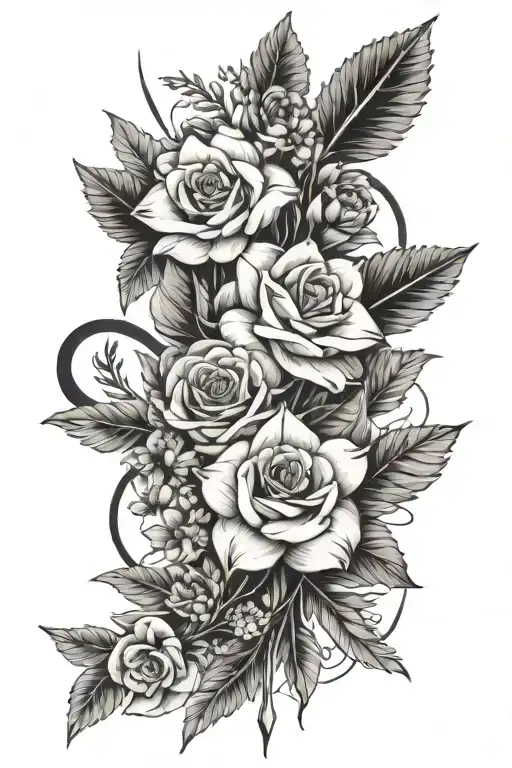 Arrow And Flowers Intertwined