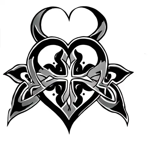 Celtic Cross And Heart Shape