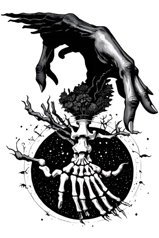 As Above So Below Human Hand And Skeleton Hand