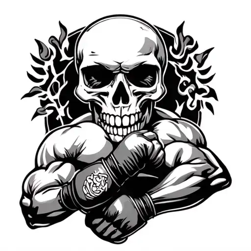 Skull Guy Doing Muay Thai