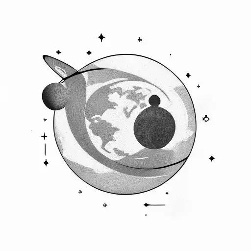 Planet With Woman Silhouette