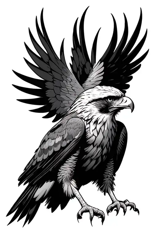 Hawk With Six Wings Spread Looking Head On