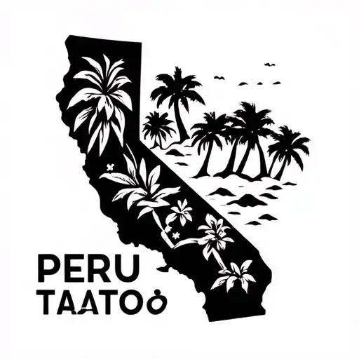 Simple Stencil Outline Of California Layered Over Simple Stencil Outline Of Peru