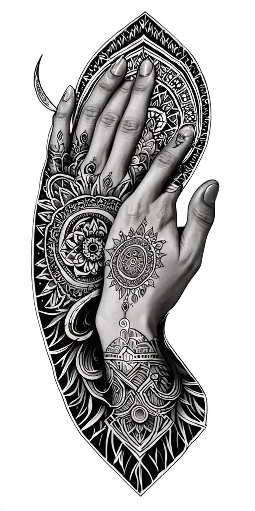 Cover Up Geometric Mandala Divine Hand Reaching