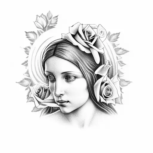 Virgin Mary Holding A Rose