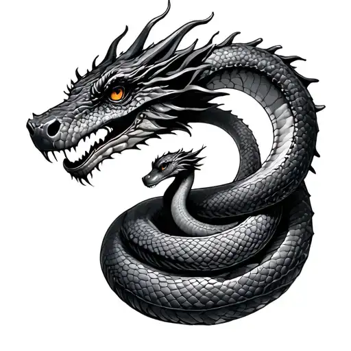 Mother Snake With Her Dragon Baby