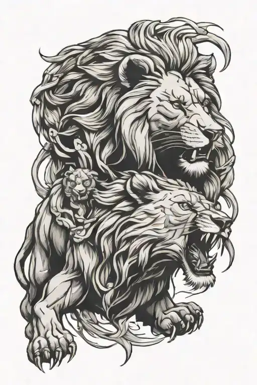 Lion Bear Fighting