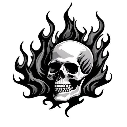 Skull And Fire Flames