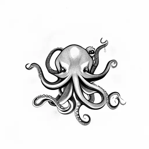 Octopus Holding Chopsticks Old School Sailor