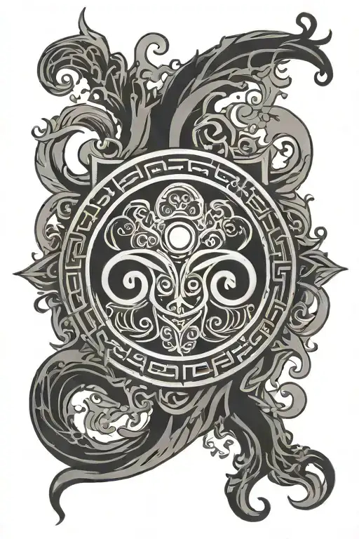 Triskel Symbol Above The Sun Rising With Smoke Forming The Shape