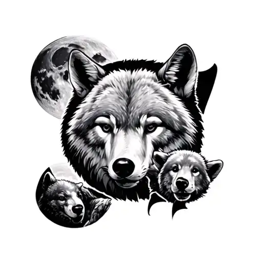 Wolf Moon And Bear Cub Forearm