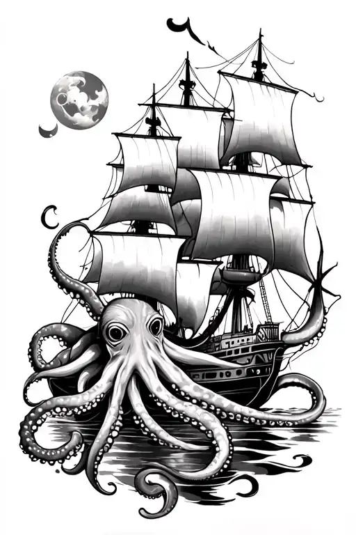 Octopus And Ship