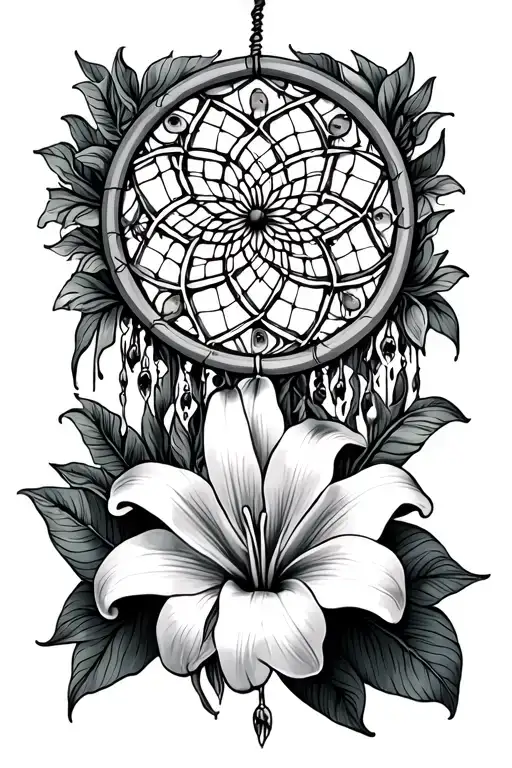 Lily Flower And Dreamcatcher