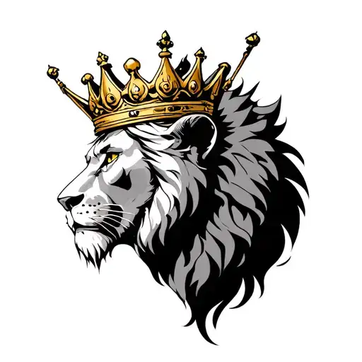 Man Versus Lion Wearing A Crown