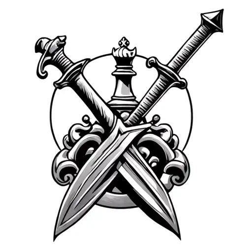 Chess Piece Of King On Top Of A Sword