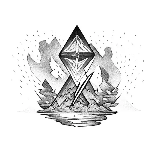 Hourglass With Lightning And Mountain