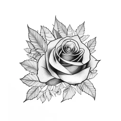 Camille Flower On Forearm With Leaves For A Male