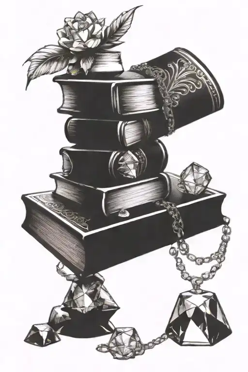 Book Stack With Crystals