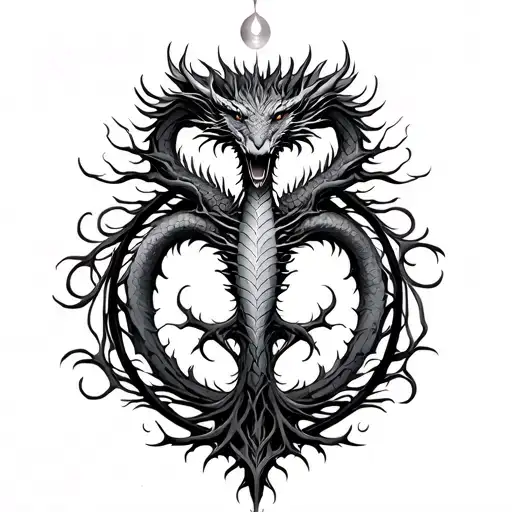 Tree Of Life And Dragon Of Infinty Symbol