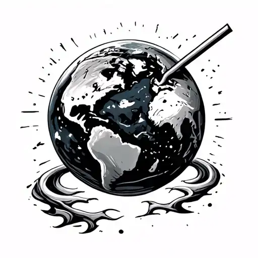 Planet Earth With A Straw In It