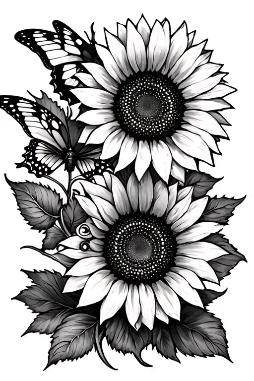 Sunflower And Butterfly Sleeve