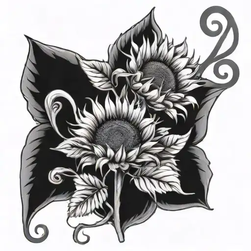 Sunflowers Music Notes Intertwined December And June Birth Flower